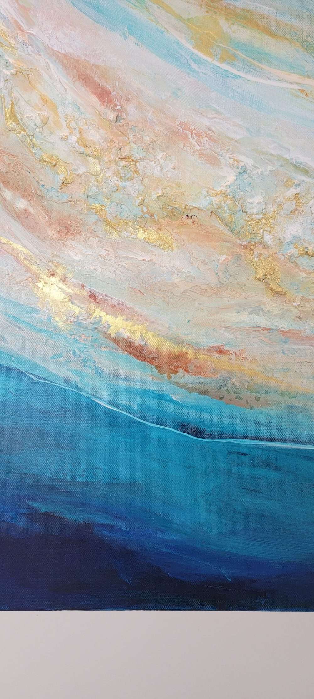 golden sandbar abstract painting closeup